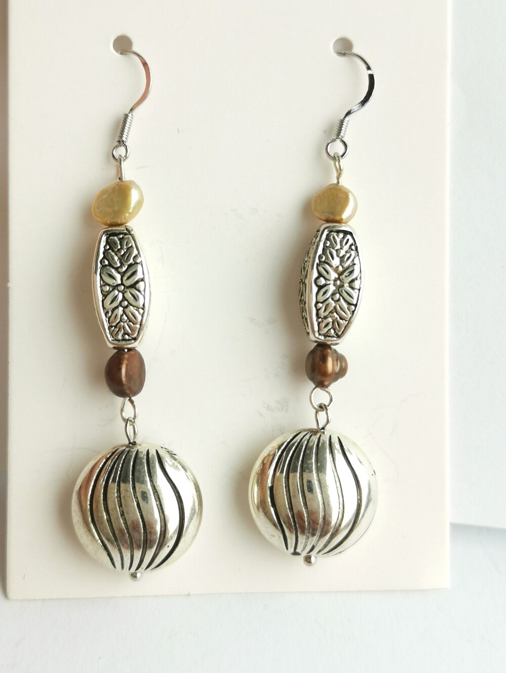 Brown freshwater pearl sterling silver earrings    🆕